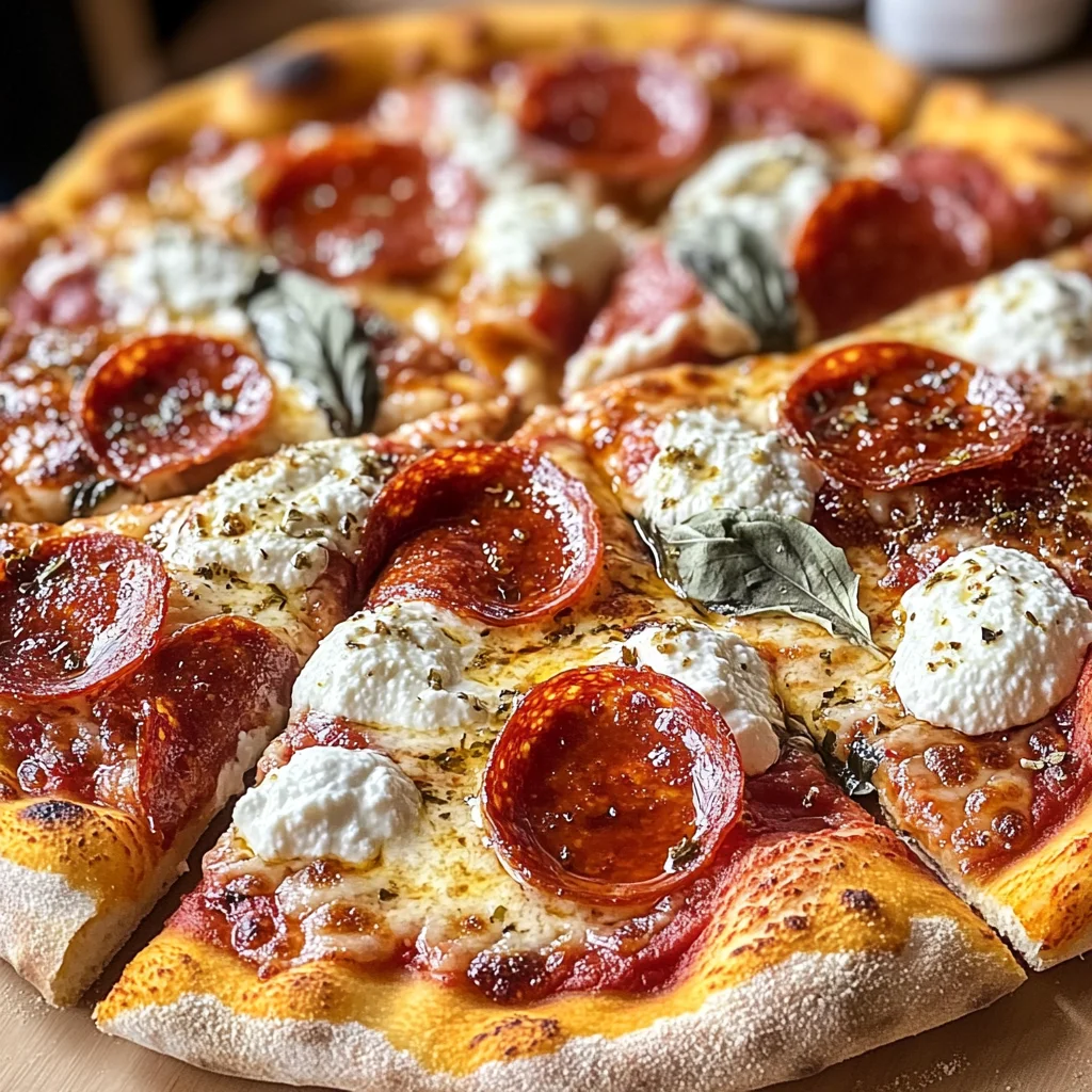 Hot Honey Pepperoni Ricotta Pizza : Sweet and Spicy