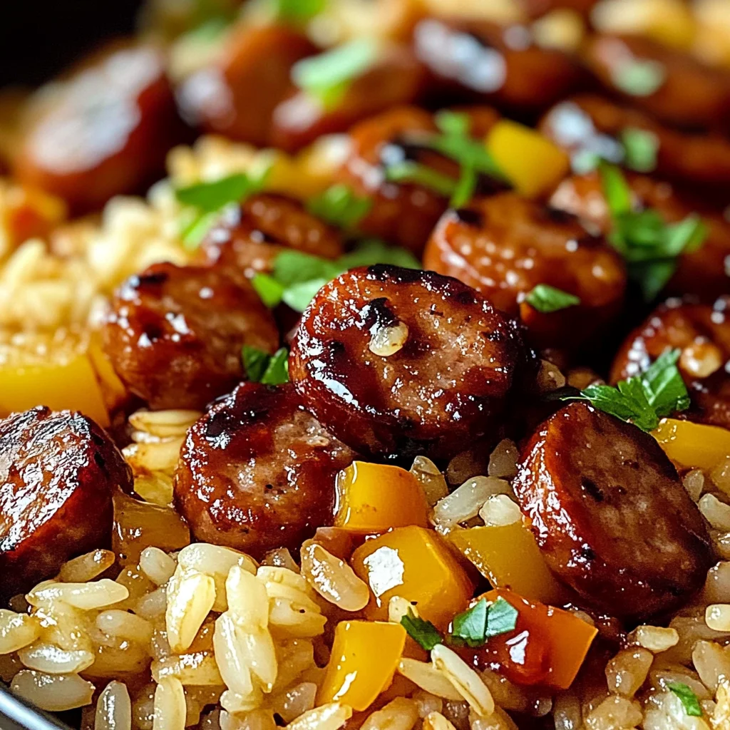 One Pan Sweet And Tangy Bbq Sausage Rice