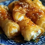 Oven Fried Feta Rolls with Chili Honey