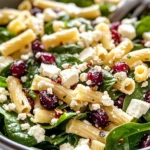 Spinach Pasta Salad with Feta and Cranberries