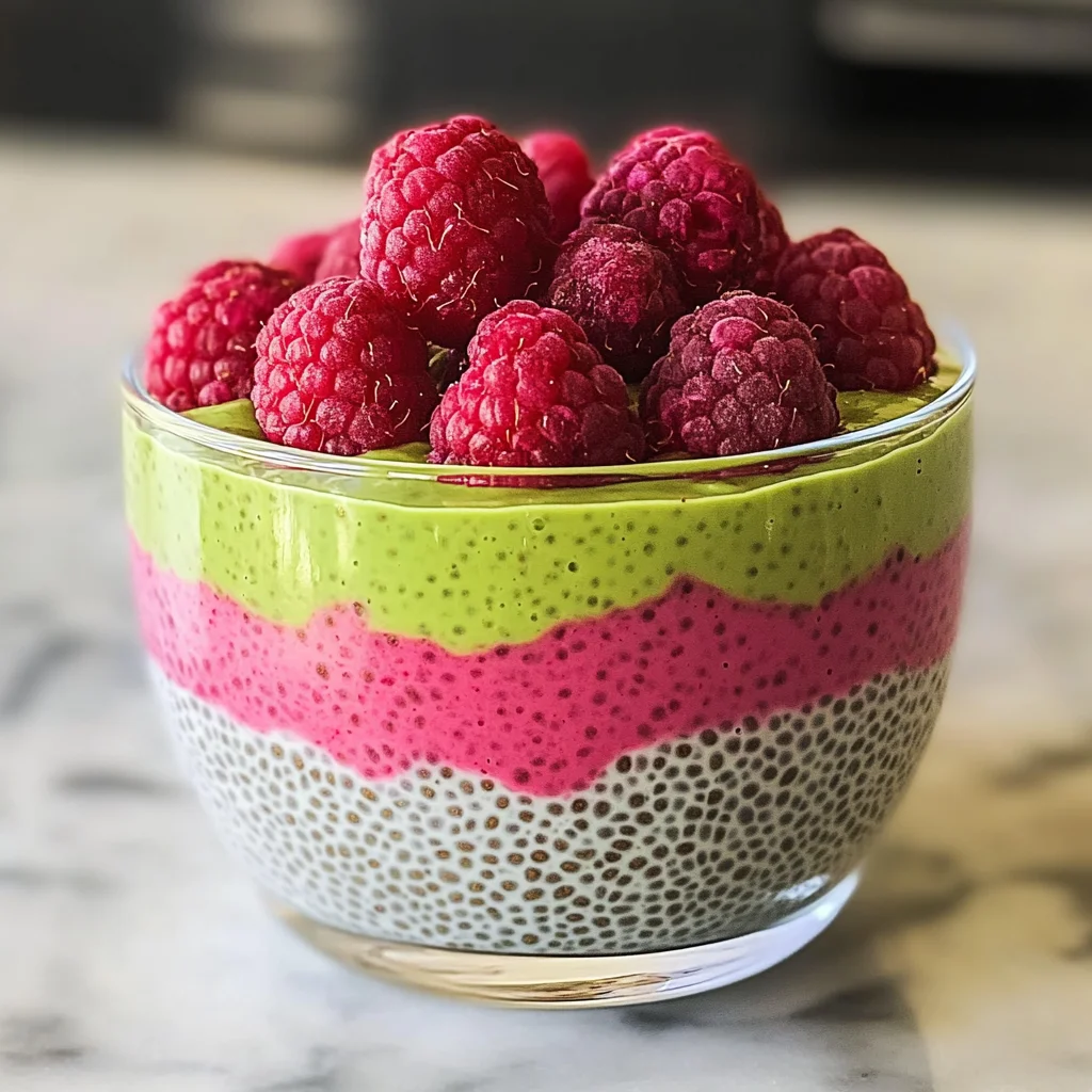 Raspberry Matcha Chia Pudding