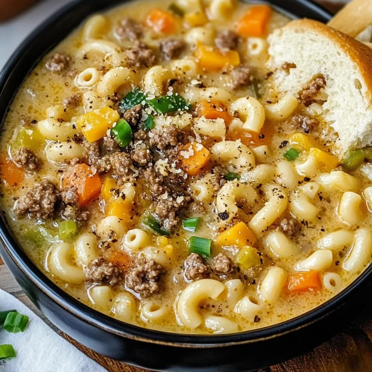 One Pot Macaroni Cheeseburger Soup