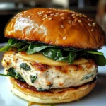 White Cheddar and Spinach Chicken Burgers