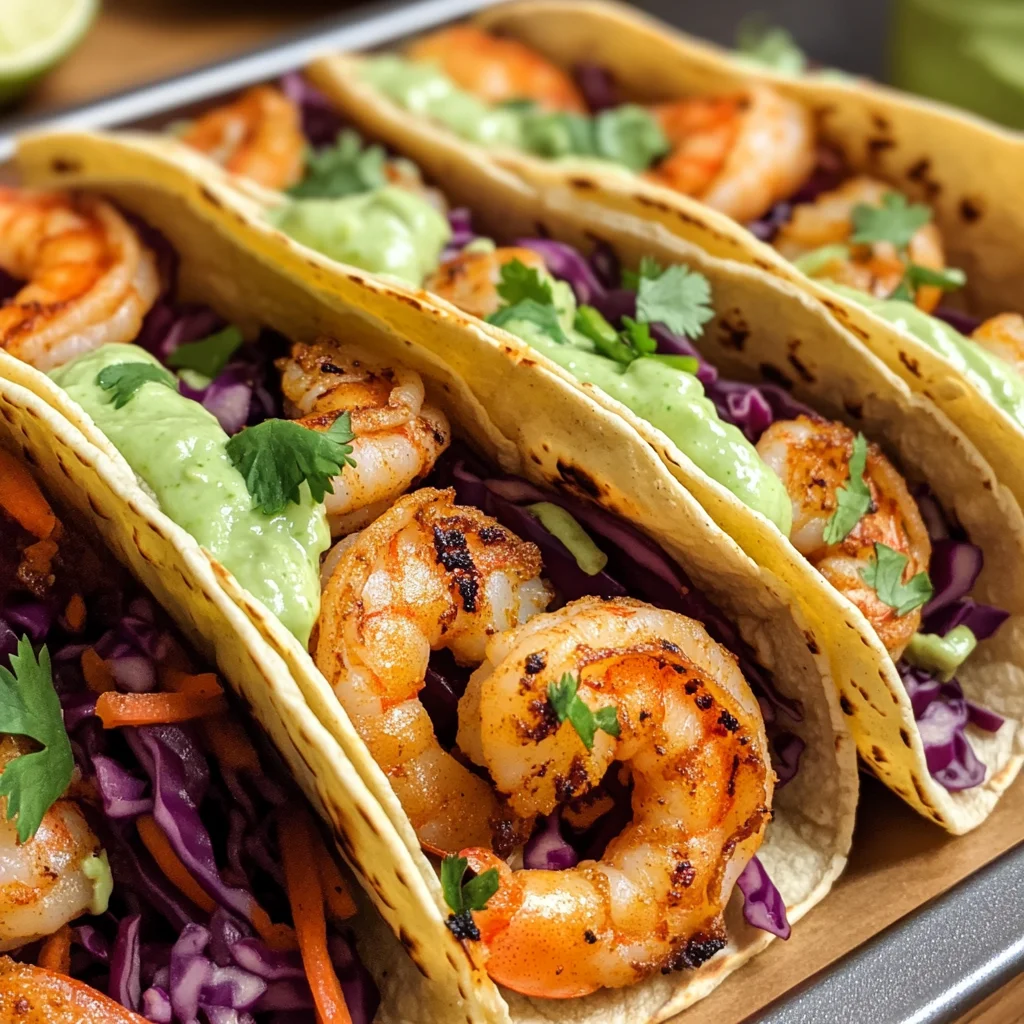 Spicy Shrimp Tacos with Avocado Crema