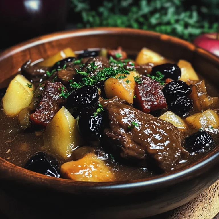 beef Stew with Turkey Bacon, Apples, and Prunes