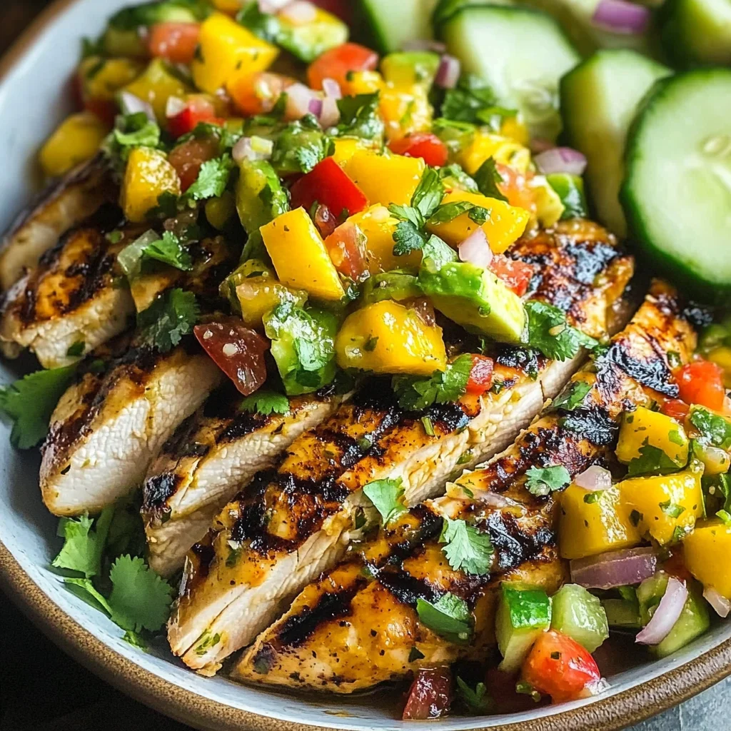 Grilled Cilantro Lime Chicken and Mango Salsa