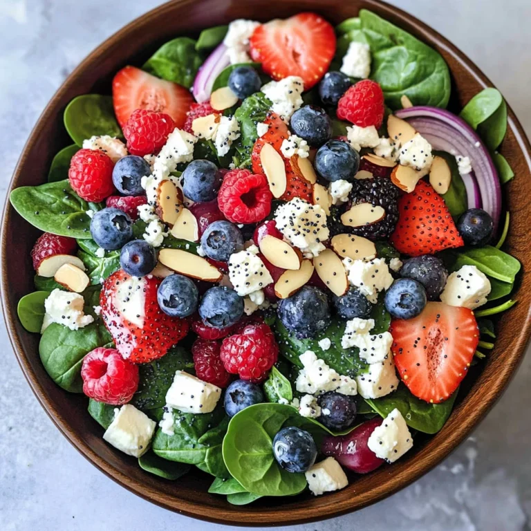 Spinach Berry Salad with Sweet Poppy Seed Dressing